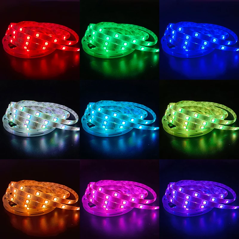 USB LED Strip Light com Bluetooth, luzes RGB flexíveis, luz de fundo, fita de diodo, lâmpada, fita, TV, desktop, tela, 5V, 1m-30m