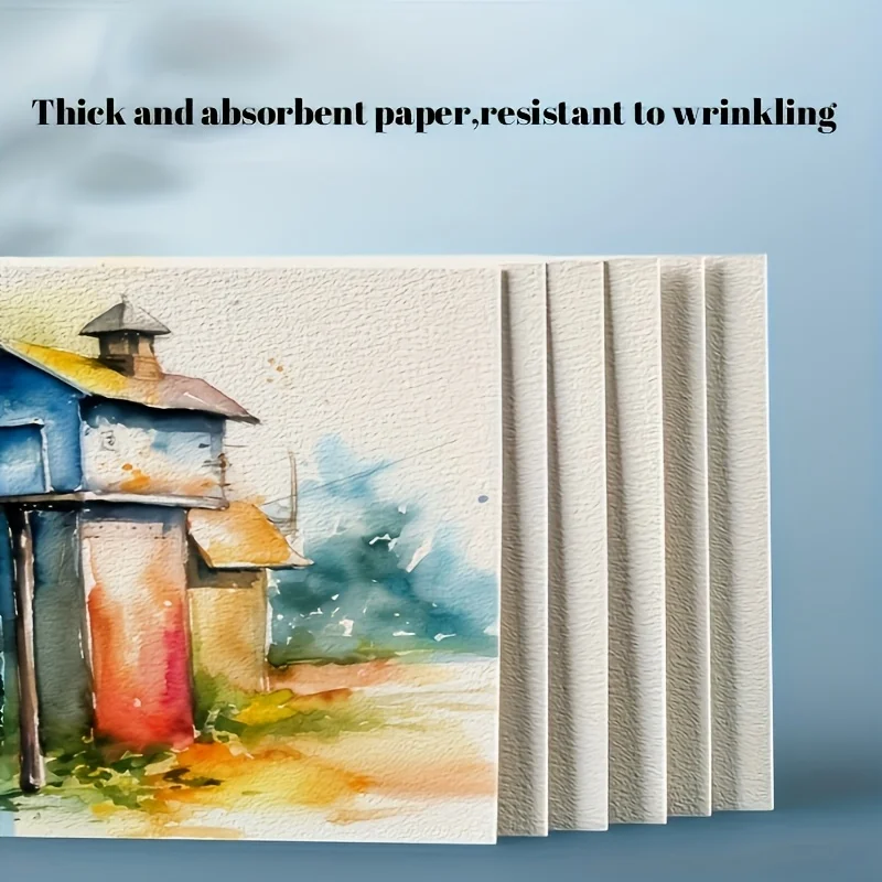 50 Stück Packung, Premium 300GSM Aquarellpapier mit Hochwertiger Textur für Professionelles Malen, Dickes Skizzenpapier Geeignet für – Detail 7