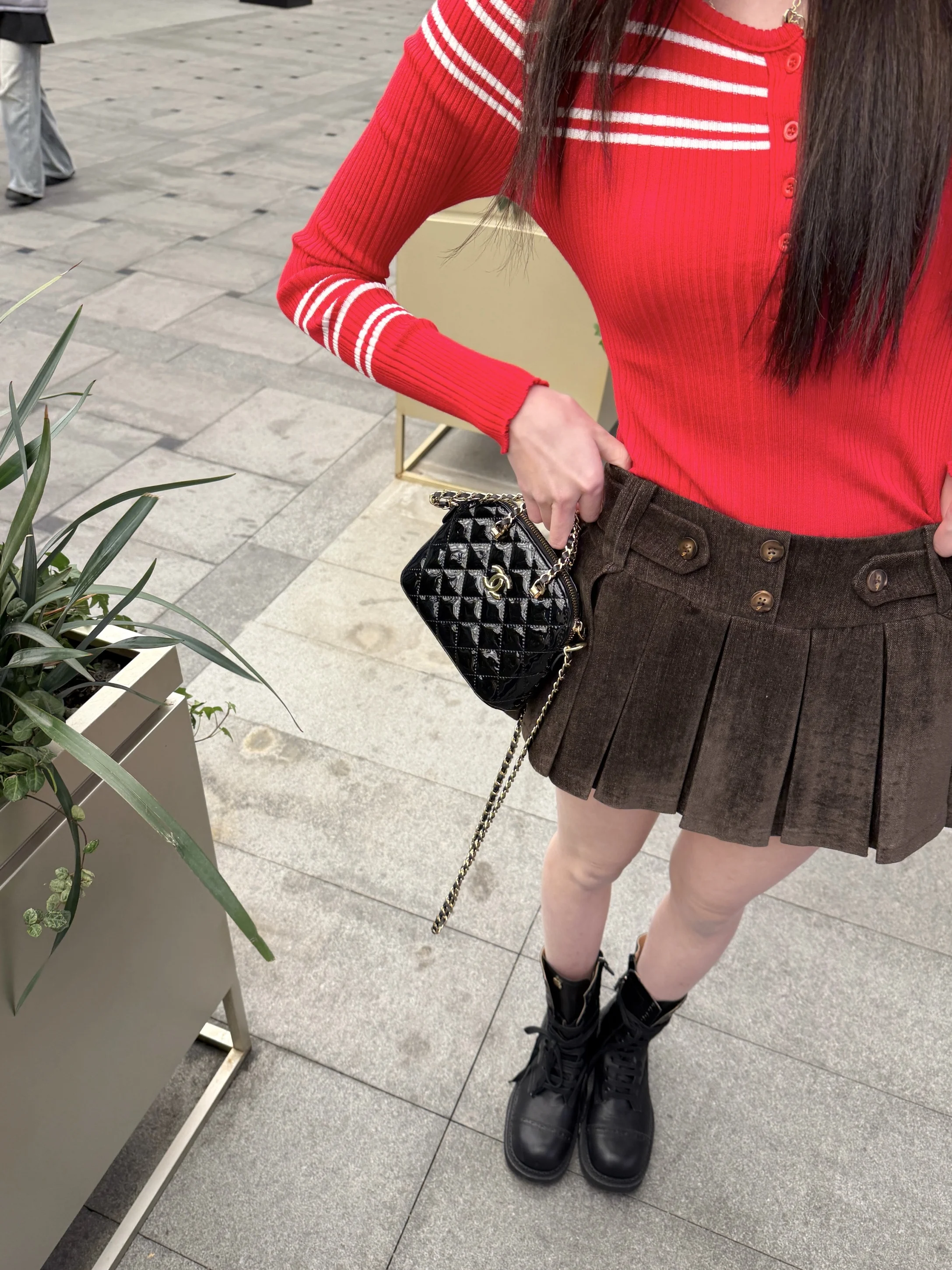 

Nemowu Spicy Rose Low Waist Tweed Pleated Skirt for Women Casual High Waist Other Material Other Proced Skirts