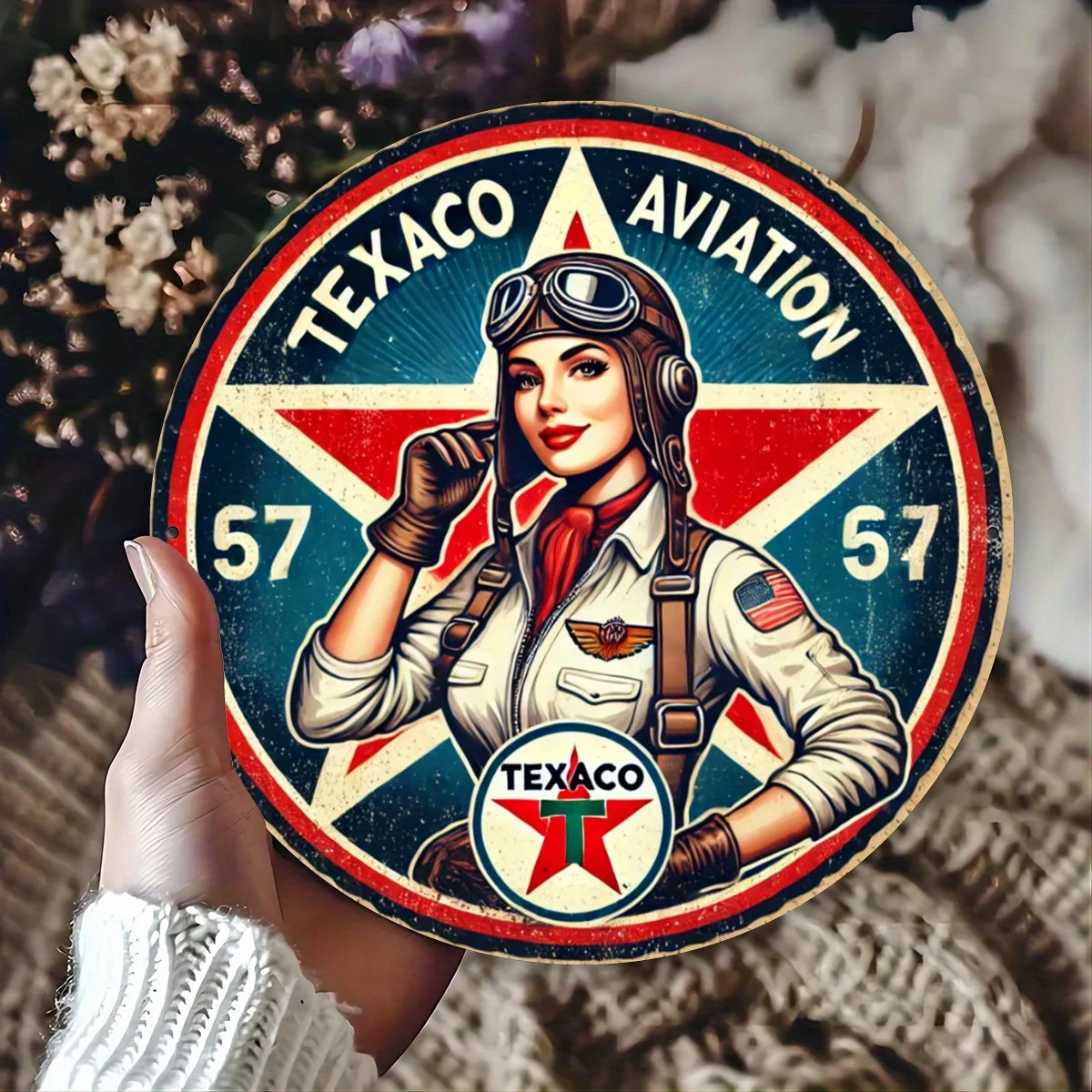 Texaco Aviation 1949 Humor Metal Sign - 20x20cm, Perfect for Outdoor Wall Decor, Garage, Coffee Shop, Bar, Club, Farm or Garden