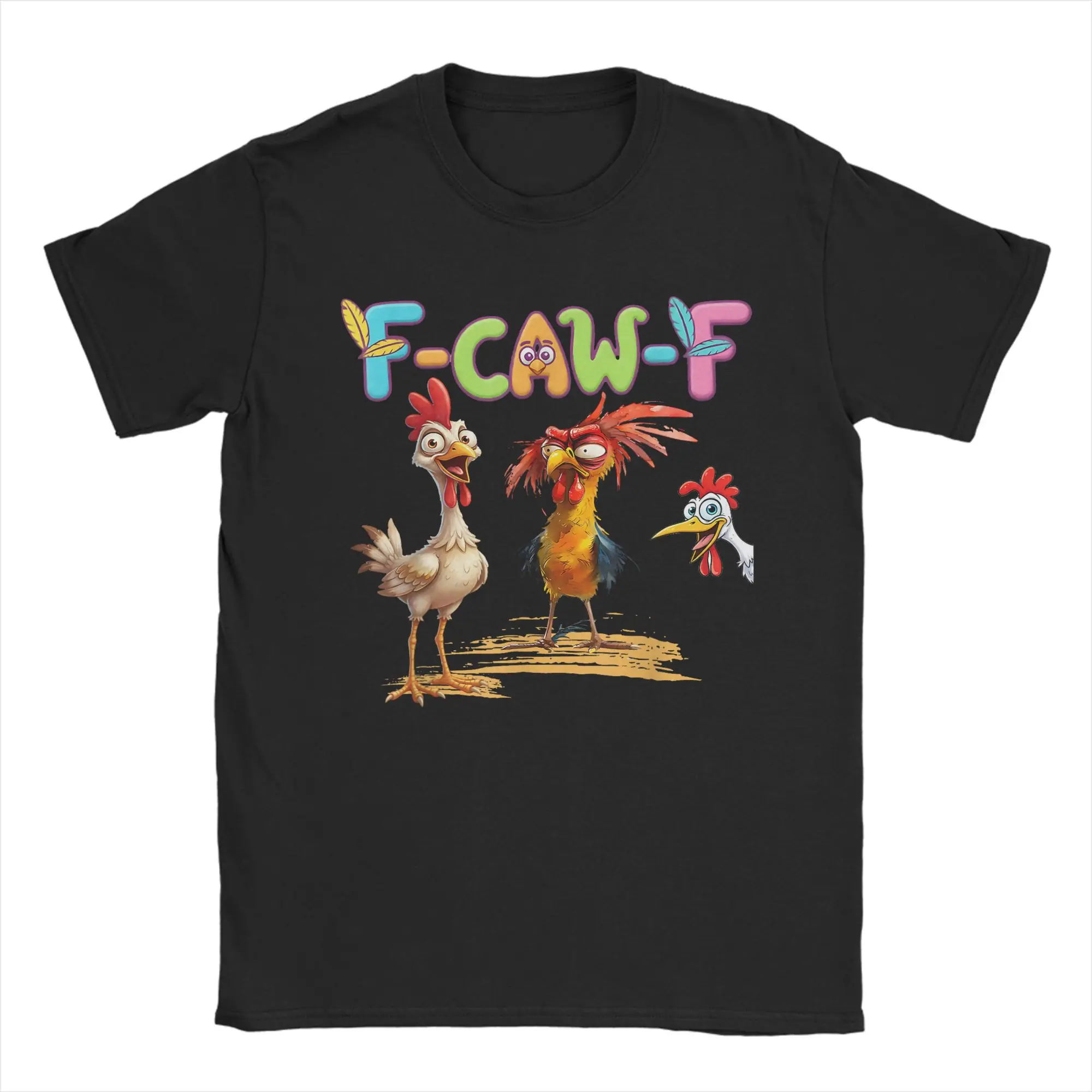 

Футболка с курицей F-caw-F, футболки в стиле Харадзюку, футболка с короткими рукавами в уличном стиле, лето 100, хлопковые футболки большого размера с круглым вырезом