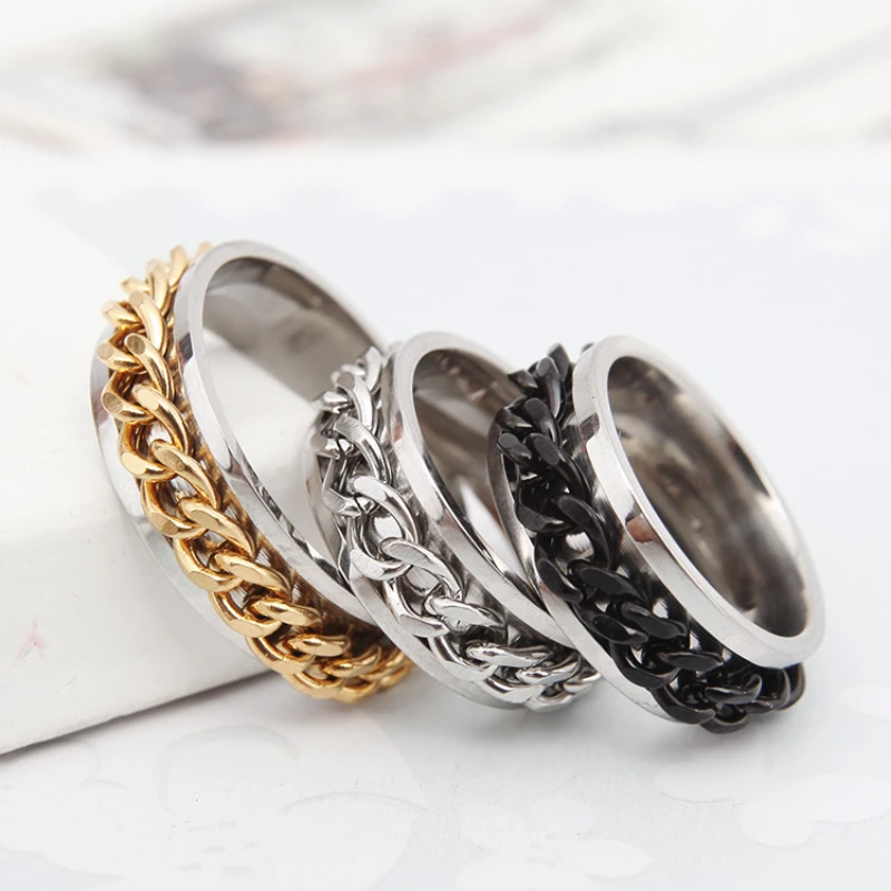 Bohemia Turnable Stainless Steel Rings For Women Men Teen Girls Gothic Open Beer Finger Rings Fashion Jewelry Summer Fashion