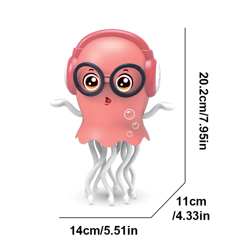 Medusa de baile eléctrica, juguete electrónico de medusas para gatear para mascotas con luz y música, evitación automática de obstáculos, regalos de navidad