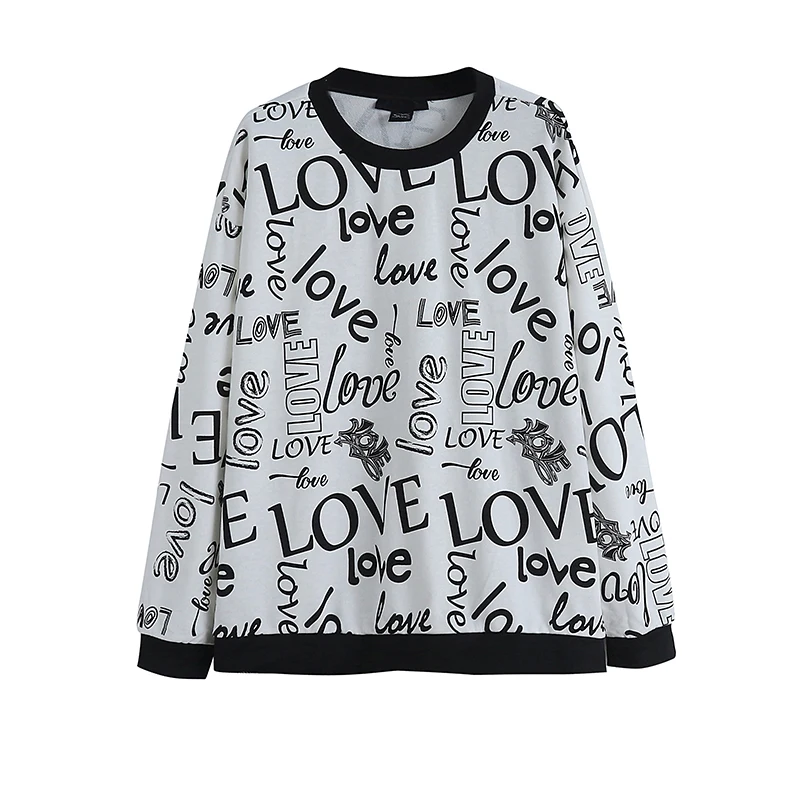 

Ladies Oversized round Neck Pullover Long Sleeve Sweatshirt Soft Fleece Letter Print Comfortable Casual Style Streetwear