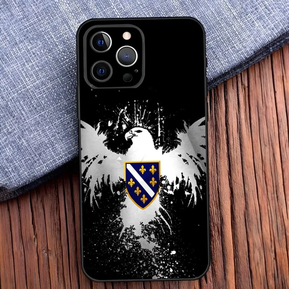 Bosna i Hercegovina Heart Phone Case For iPhone 16,15,14,13,12,11,Pro,X,XS,Max,XR,Plus,Mini Soft Black Cover