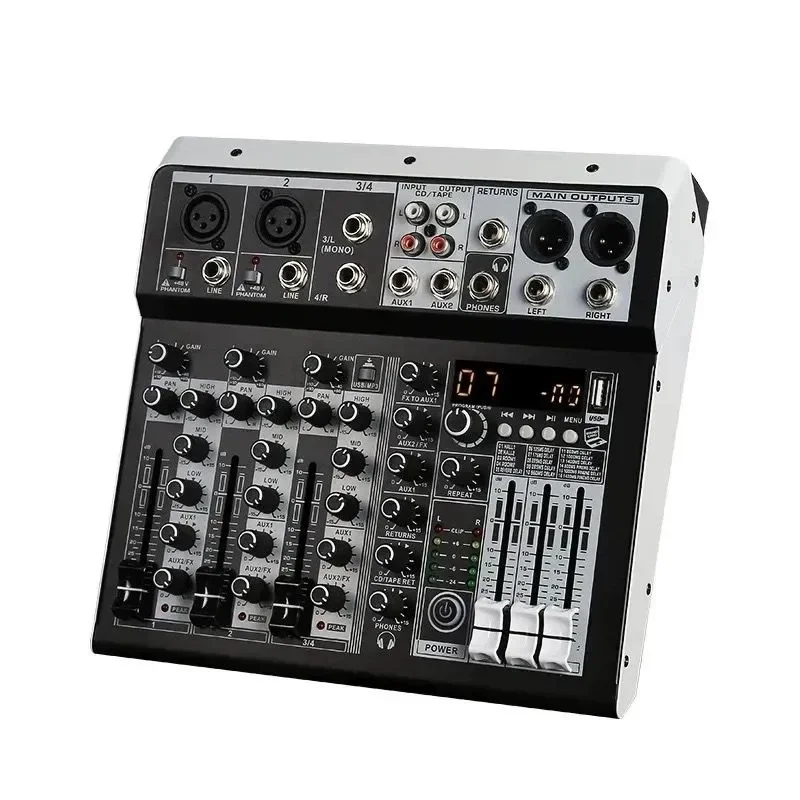 For Small 4 Channel 6 Channel Bluetooth Mixer Professional Stage USB Mini Reverb Audio Mixing Console