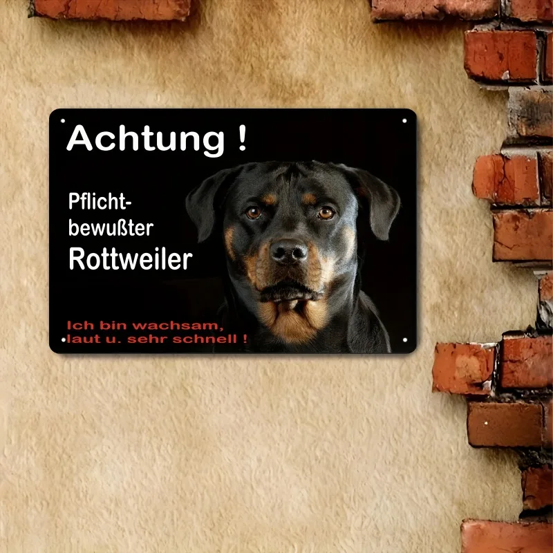 Rottweiler Dog Warning Sign Metal Tin Plaque 20x30cm Outdoor Wall Art Decoration