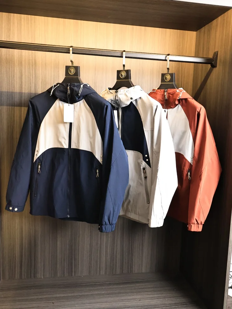 

Lightweight Outdoor Sport Men's Jaet Spring Autumn Loose Fit Color Blo Waterproof Hooded Casual Faion Polyester