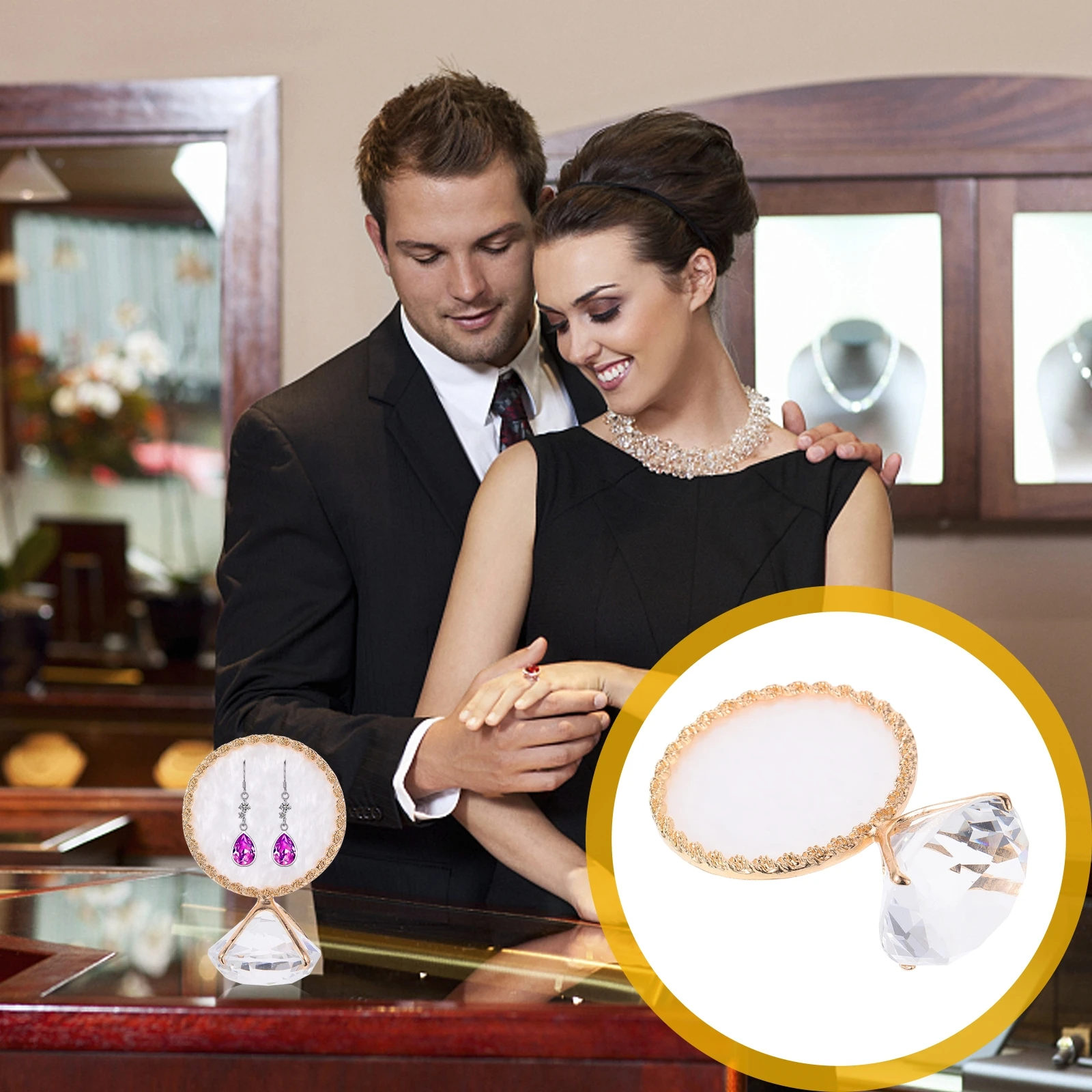 

Shell Earring Display Rack Diamond Base Creative Jewelry Stand Decorative Holder for Home Store Display Ear Studs