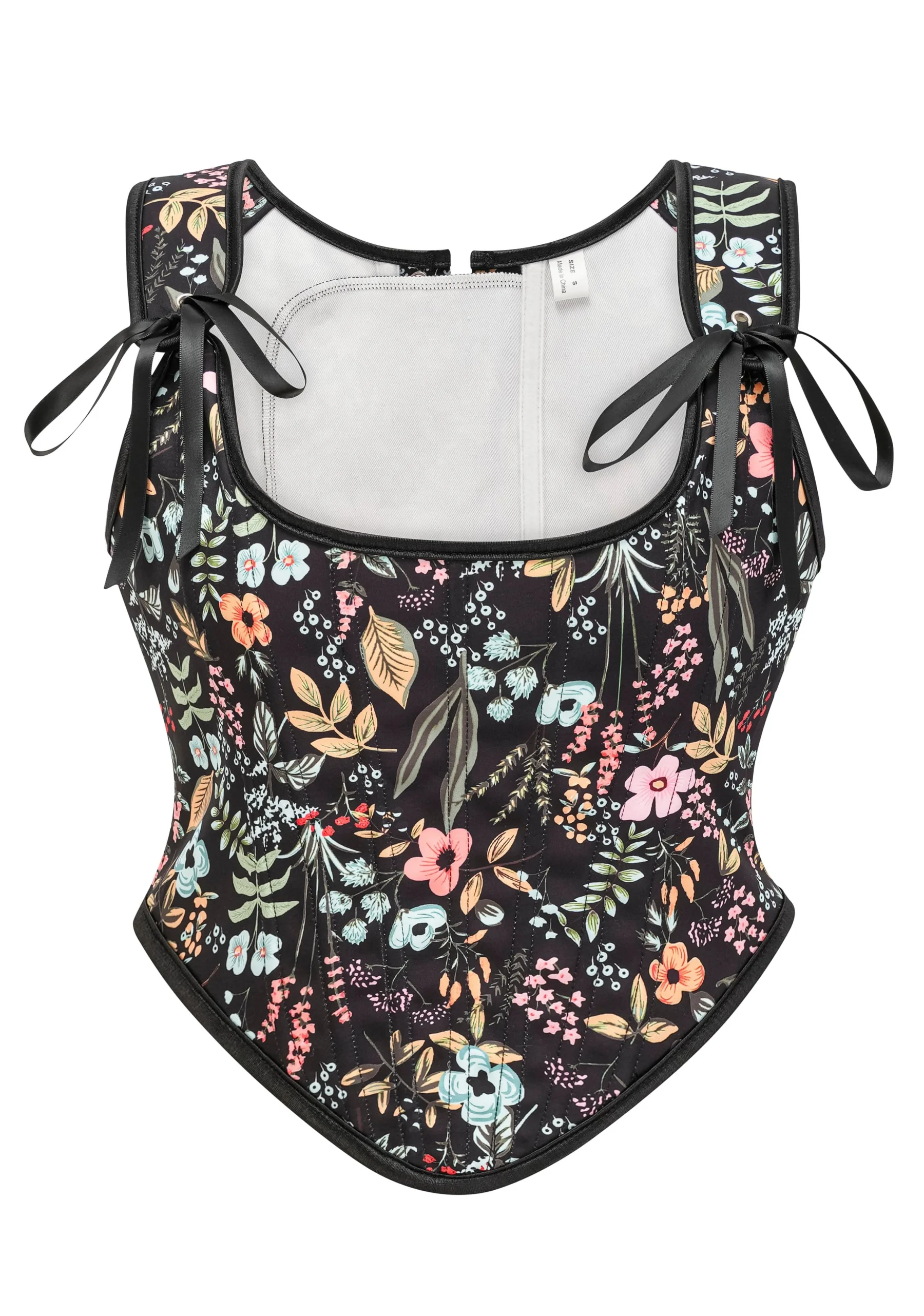 

Женский корсет с цветочным принтом, топ с регулируемыми бретелями, бюстье пуш-ап, викторианский средневековый корсет-бандо без рукавов для вечеринки