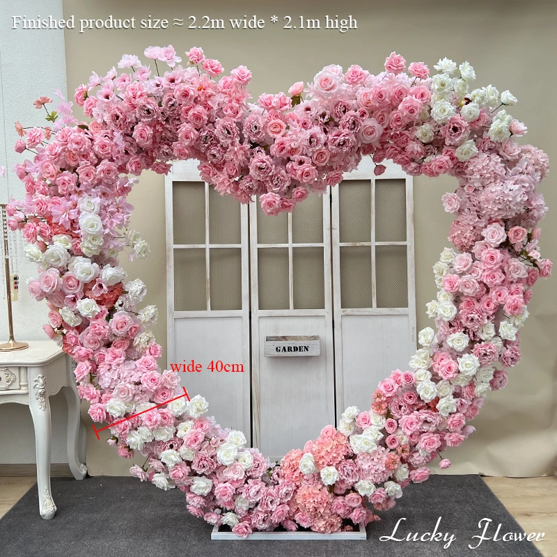 Customized Heart Shape Arch Flower Row Artificial Flowers Wedding Decoration Floral Backdrop Arrangement Party Event Decor Props