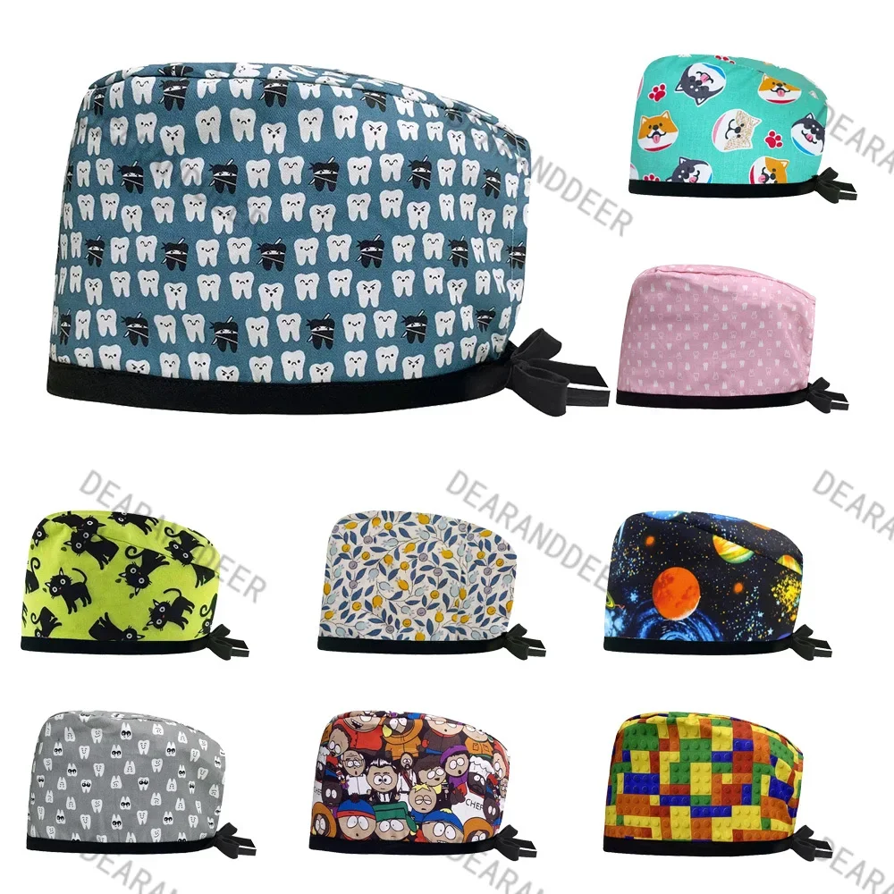 

Men's and women's general hospital dental clinic cartoon soft hat clinical surgery anti-dirt pure cotton medical accessories