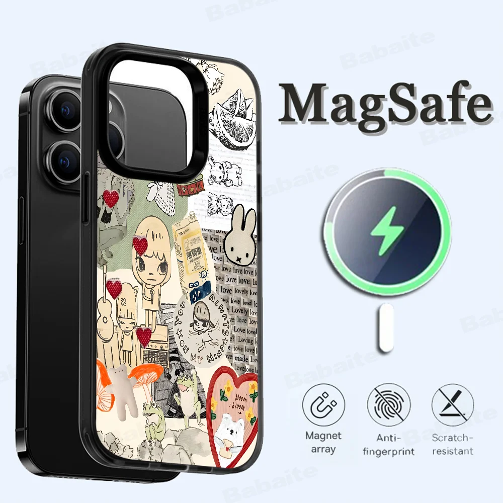 Y-Yoshitomo N-Nara Phone Case Magnetic Case For IPhone 16 14 13 12 11 15 Pro Max Plus For Magsafe Wireless Charge Cover