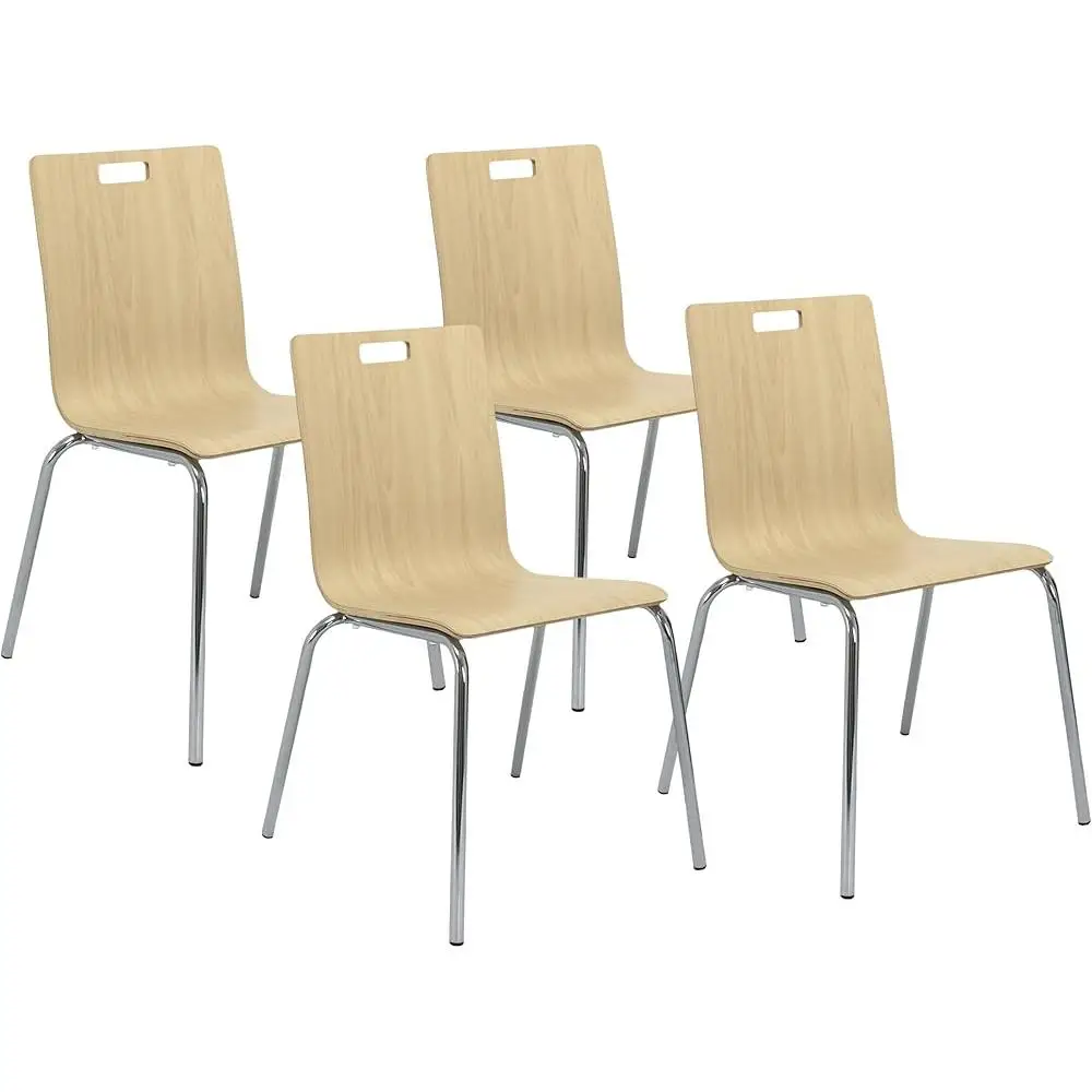 Pacote com 4 cadeiras modernas para jantar e café, naturais
