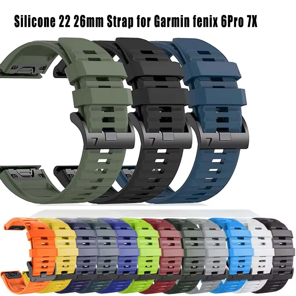 

Быстросъемный силиконовый ремешок 22 мм 26 мм для Garmin Fenix 8/7/7/7X/6/6X Pro/5/5X Plus, сменный ремешок для часов Garmin EPIX/Enduro 3