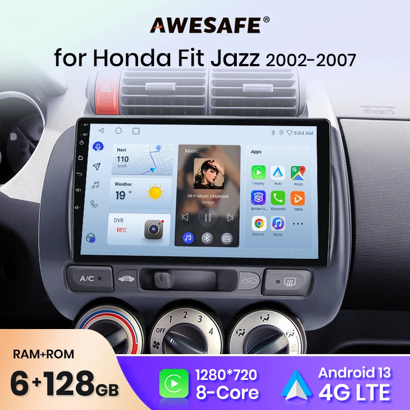 AWESAFE PX9 Plus Car Radio For Honda Fit Jazz 2002-2007 wireless CarPlay Android Auto No 2 din 2din DVD