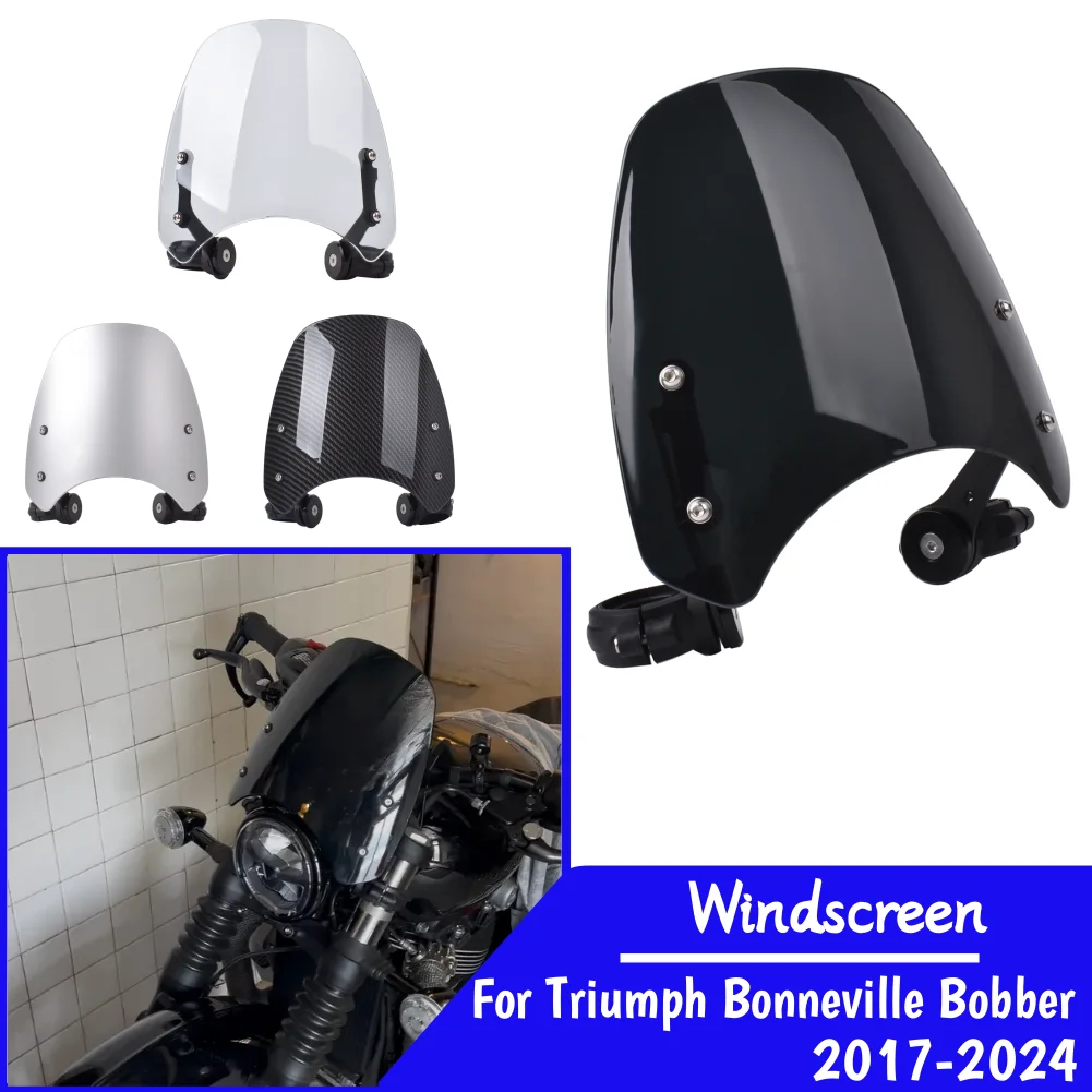 

Motorcycle Windshield Windscreen For Triumph Bonneville Bobber 2017-2025 Wind Shield Screen Motor Air Deflectors Accessories