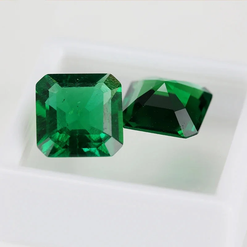 أعلى مختبر نمت كولومبيا الزمرد Asscher قطع اليد قطع الزمرد الحراري المائي DIY بها بنفسك صنع المجوهرات تحديد شهادة AGL #4