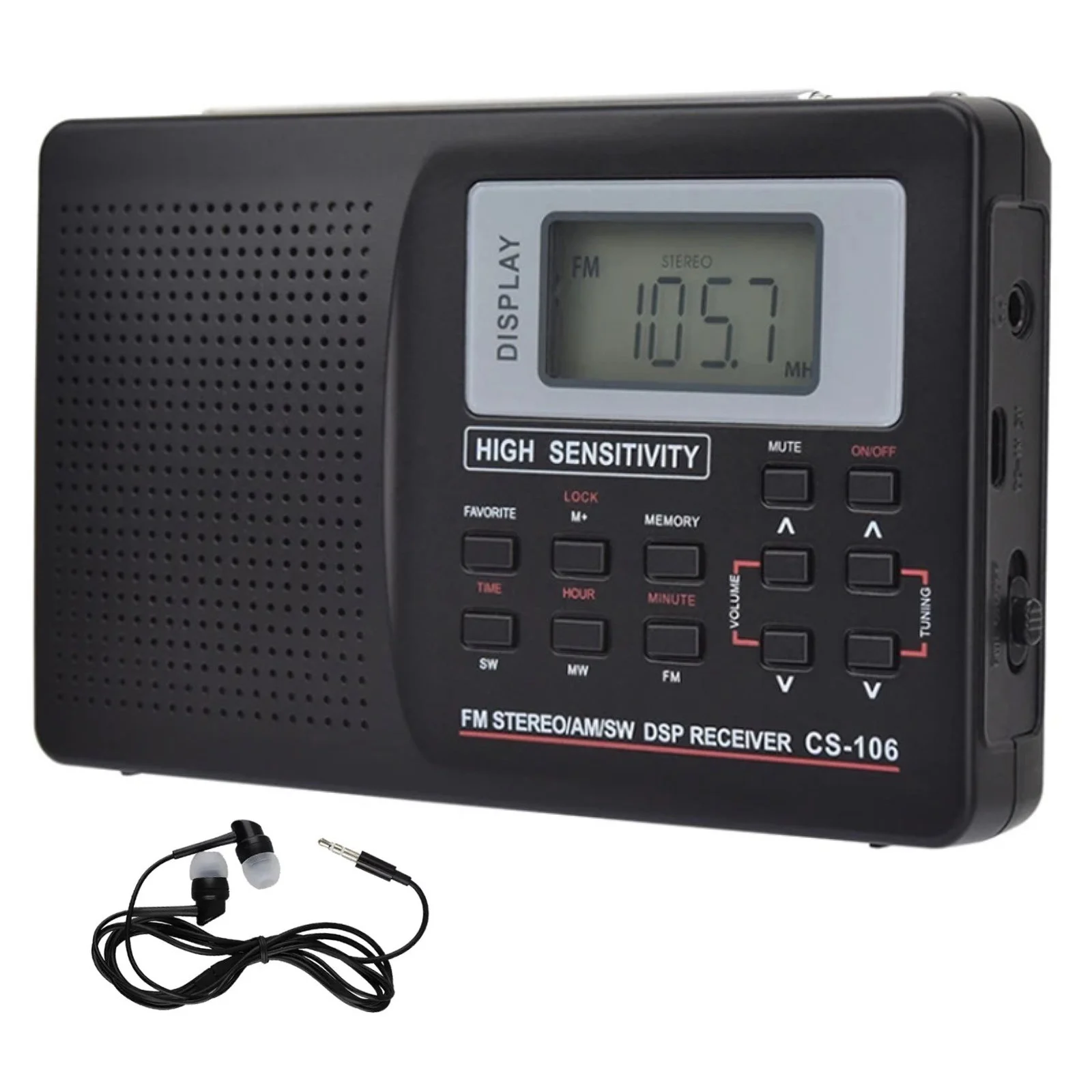 Multi-Band Digital Stereo Radio Portable FM/AM/SW/MW/TV Full Frequency Band Receiver Portable LCD Display Radio With Clock&Alarm