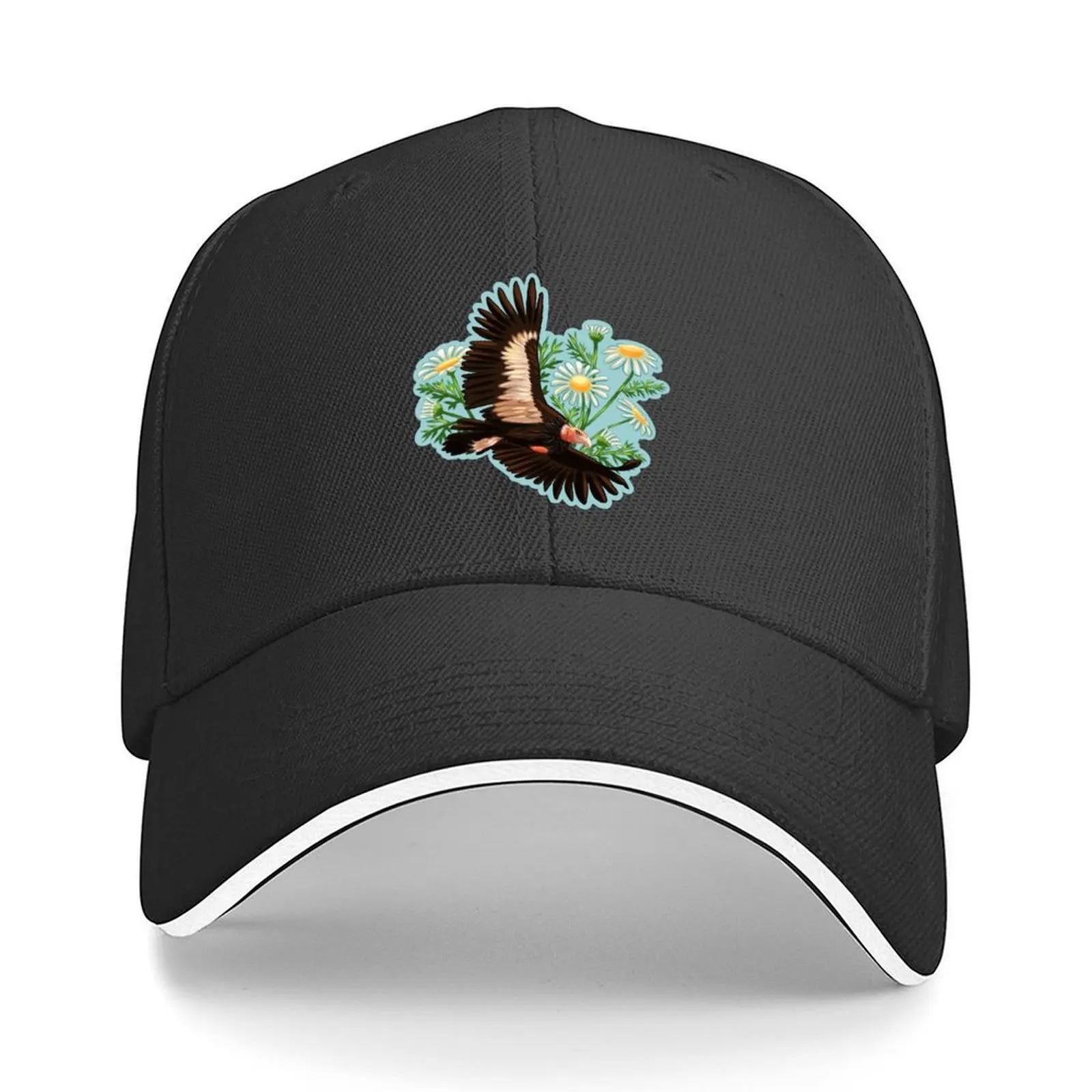 

California Condor with Daisies Baseball Cap luxury caps Unique hats funny hat Trucker Hat Women's 2025 Men's