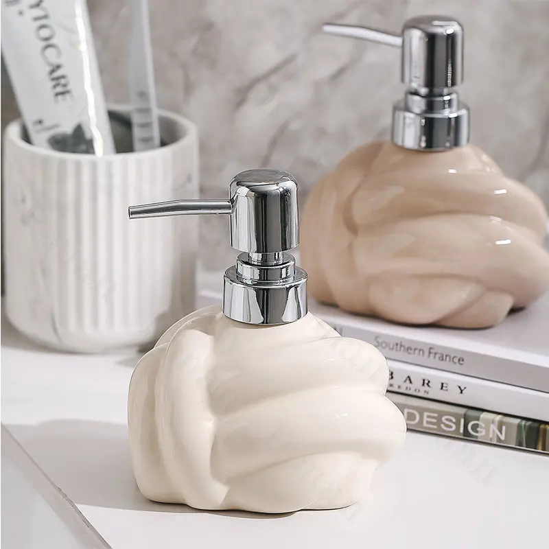 Northern Europe Ceramic Shampoo Bottle Light Luxury Knot Shape Shower Gel Dispenser Soap Bottle Kitchen Bathroom Accessories