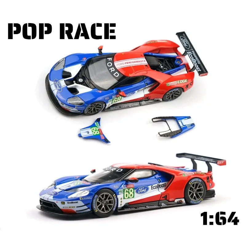 POP RACE 1:64 Ford GT GTE PRO Le Mans endurance race die cast alloy car model for boys as a birthday gift.