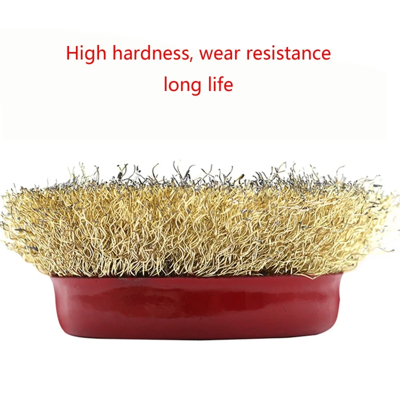 367D Inner Hole 10/16mm Wire Cup Brush for Drill Brass Coated Steel Crimp Wire Wheel Angle Grinder Remove Rust Deburring