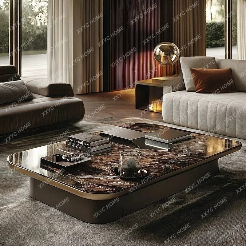 XXLight Luxury Marble Coffee Table for Living Room Modern Simple Rectangle Tea Table for Small Large Spaces