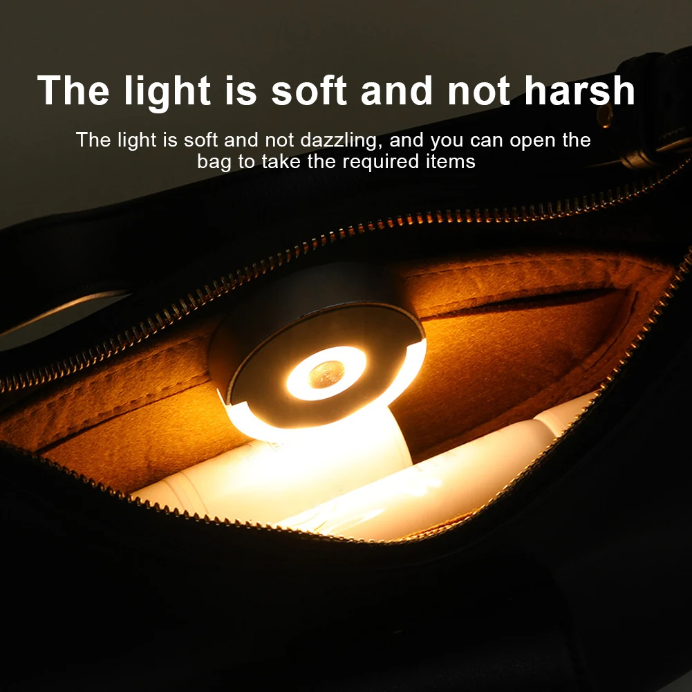 Handbag Light with Automatic Sensor Illuminate Your Bag Round Bag Light with Back Clip Touch Control Bag Lamp for Mother Friends