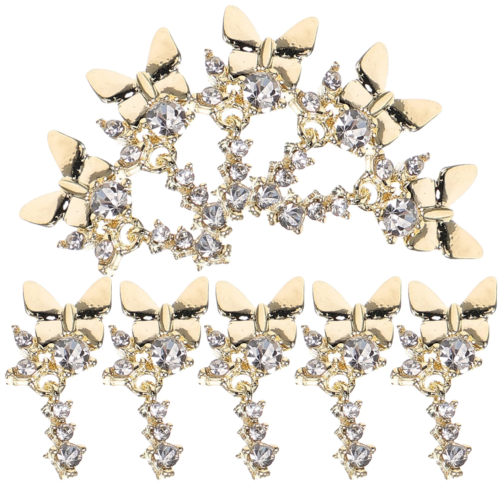 

10 pcs Butterfly Rhinestone Nail Charms Cute Stylish Decorations for Women Fake Nails Nail Art Gems Jewelry Diamonds Lightweight