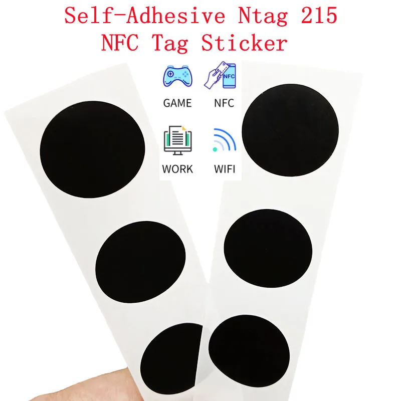 1000 個 Ntag215 自己粘着 NFC ラベルタグステッカー 13.56MHz ISO14443A ブラックユニバーサル 215 RFID 電話利用可能な粘着ラベル