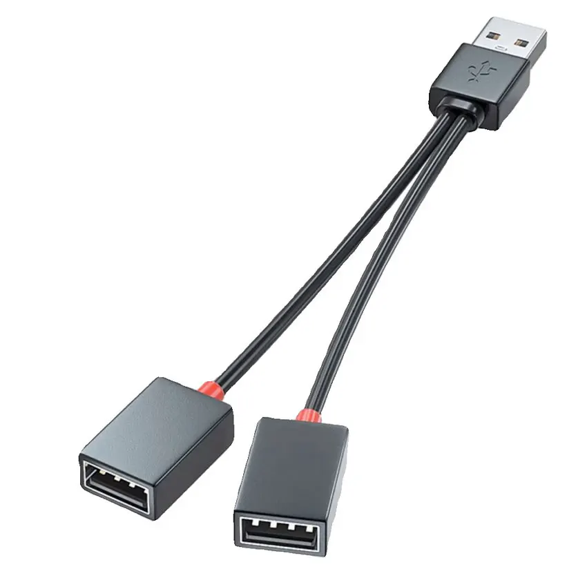 1PCS 1 In 2 USB Car Usb Splitter cable Multifunction Adapter Cord Charging Cable for  Android smart phone