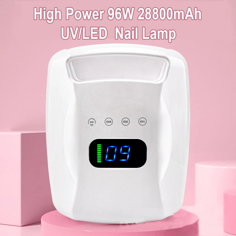 ไร้สาย LED UV โคมไฟเล็บมืออาชีพไร้สายชาร์จเล็บแห้งเครื่องเป่าเล็บ96W สำหรับแบบพกพาเจล Polish Cure