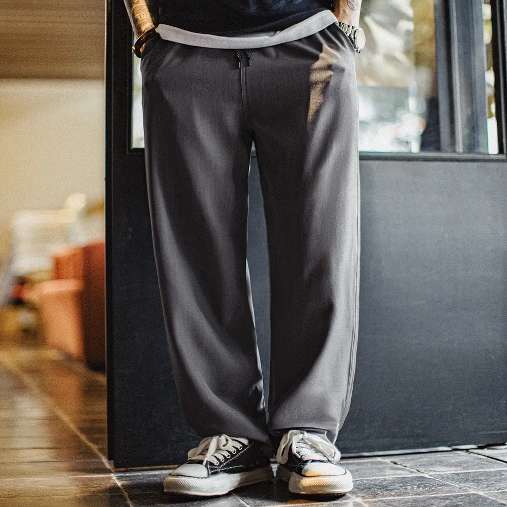 Maden Pantalones de vestir CleanFit de color sólido para hombre, pantalones de oficina ligeros con cintura elástica, pantalones de traje a medida atemporales, informales
