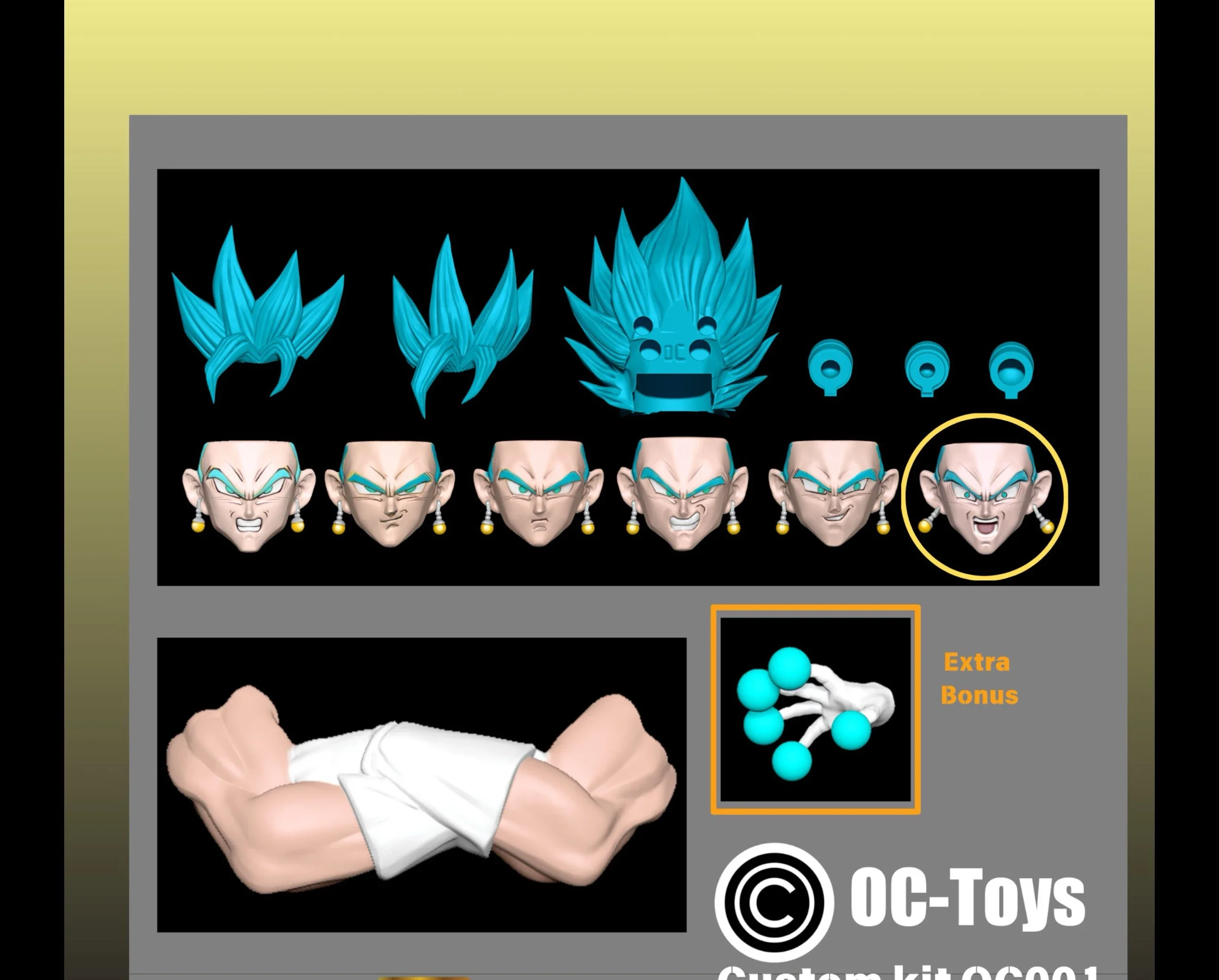 Dragon Ball  OCToys 1/12 Vegetto Face and Hand OC01 OC02 OC03 Accessories Custom Kit  Action Figure Anime Model Toys