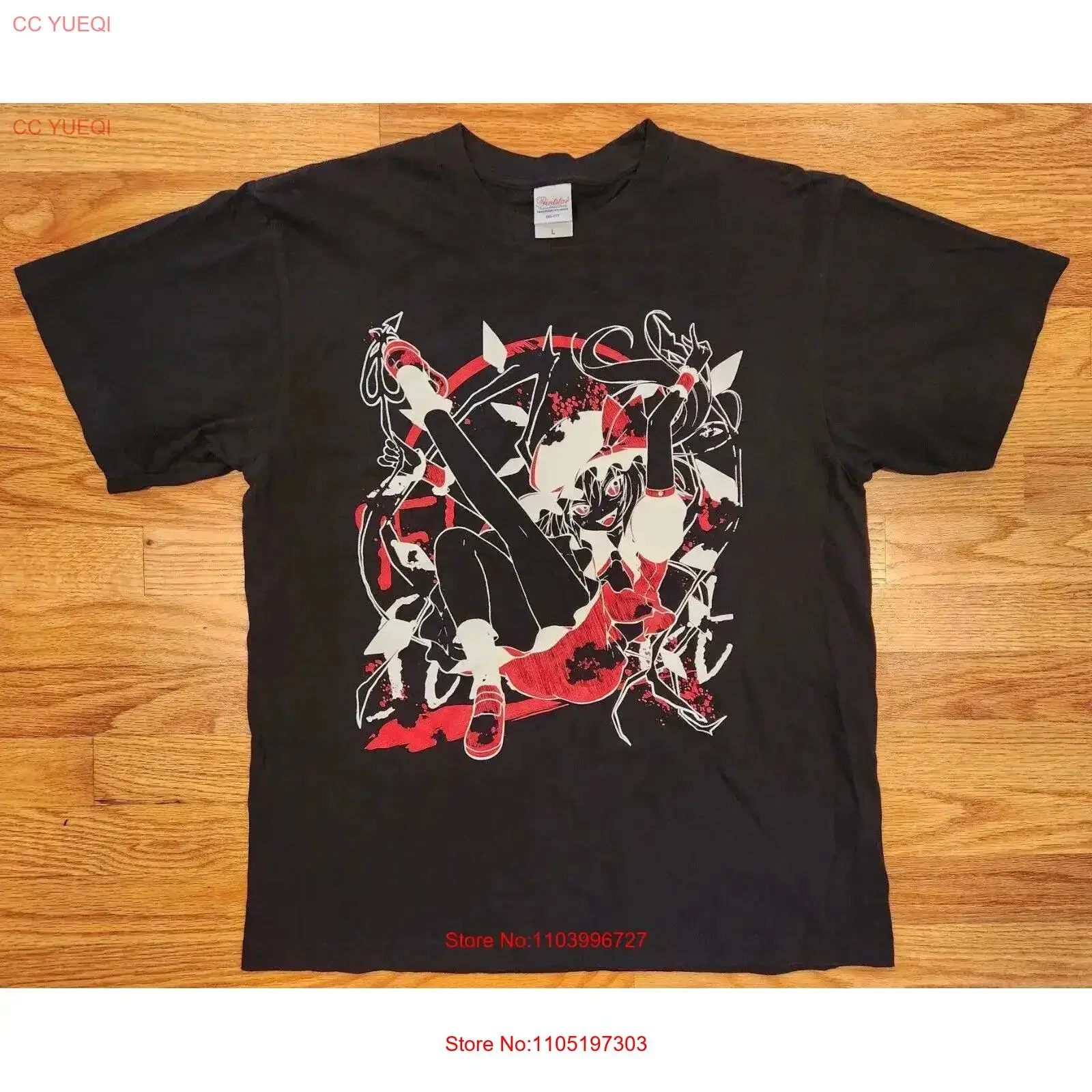 

Футболка Touhou Project Flandre ScarleT, размер L, проверенный эмбомент дьявола, винтажный стираный топ для повседневной носки, слегка