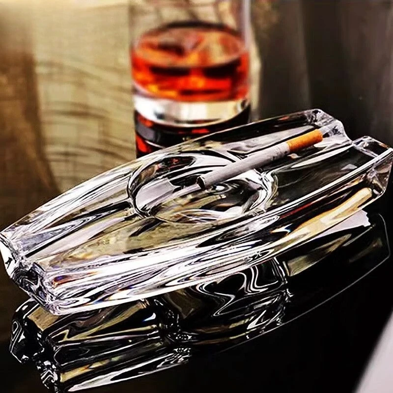Pure handmade crystal glass creative large ashtray personalized European living room, cylinder