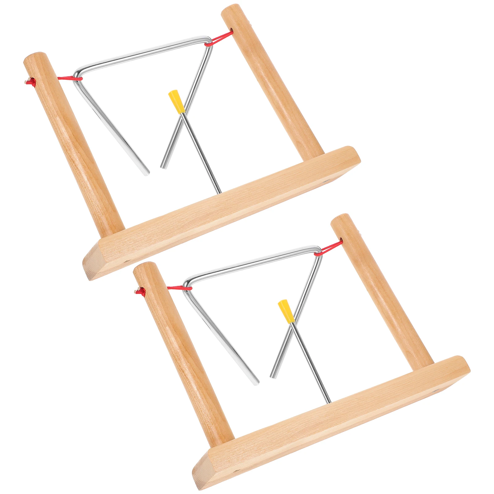 2 مجموعات مثلث جرس أداة قرع معدنية حامل خشبي المهاجم آمنة حواف مستديرة موسيقى المبتدئين