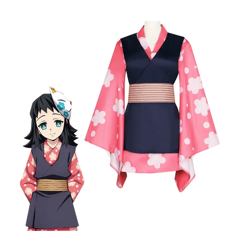 Anime Demon Slayer Kimetsu No Yaiba Cosplay Costume Short Kimono of Tanjiro Senior Sister Masanori Yasuta Halloween Cosplay Suit