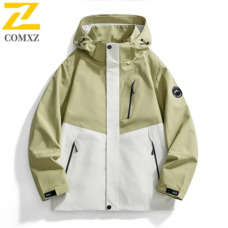 COMXZ Hiking Travel Mens Jacket Premium Durable Motorcycle Coat Casual Hooded Adventure Lightweight Autumn Windbreaker