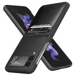 For Samsung Z Flip 7 3 4 5 6 flip7 FE flip6 Flip4 Flip5 Anti-Glare Leather Case for Samsung Galaxy Z Flip 3 5G Flip3 Card Holder