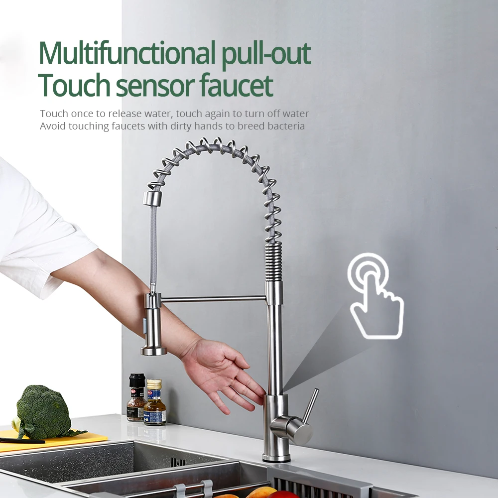 Pull Down Kitchen Faucet Sink Mixer Sprayer Deck Mount Matte Black Kitchen Tap Spring Design 360 Degree Swivel Brass Crane