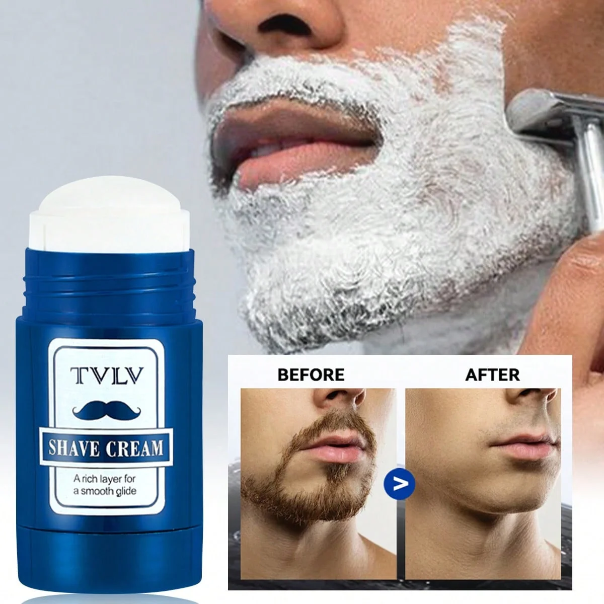 Delicada barra de afeitar para hombres espuma rica suave dos en uno limpiador de afeitado crema de afeitar hidratante