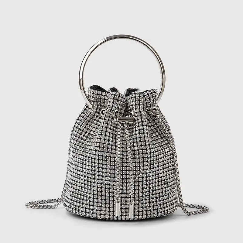 Diamentowa torba typu Bucket dla kobiet 2024 nowe dżetów błyszczące torby na ramię moda torebka typu Tote luksusowy design torebka torba Crossbody