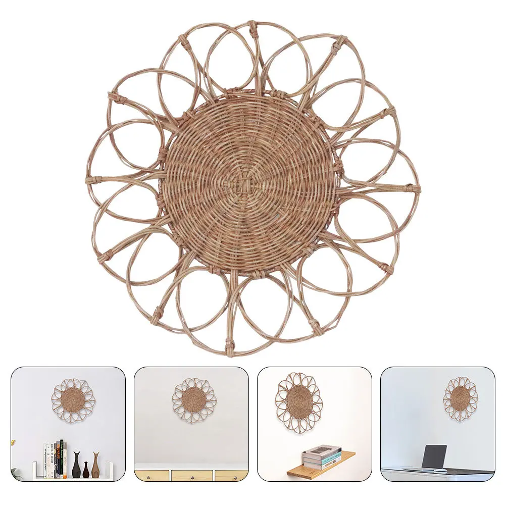 

1Pcs Rattan Woven Round Wall Pendant Creative Hollow Flower Decor for Home Cafe Bar Restaurant Hotel Decoration Natural Handmade