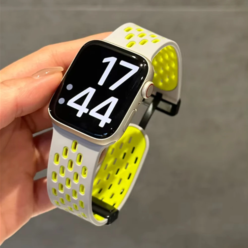 

Магнитный силиконовый ремешок для Apple Watch Band Ultra 3 2 49 мм 45 мм 41 мм Браслет Iwatch Series 10 9 8 7 6 SE 5 4 3 38 46 42 мм 44 мм
