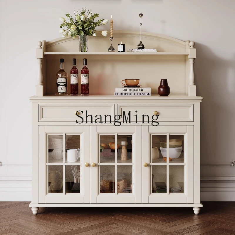 

ZYY Household Living Room Wine Cabinet Entrance Cabinet All Solid Wood Small Unit Storage Side Cabinet White