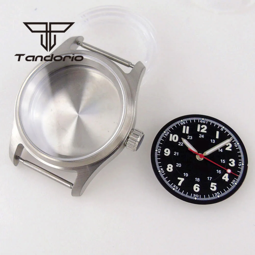 tandorio 36 mm gebürstetes 20-Bar-Tauchfliegeruhrengehäuse aus Edelstahl + 29 mm Zifferblatt + Zeiger, passend für NH35 NH36 NH34 ETA2824 PT5000 ST2130 Uhrwerk 6