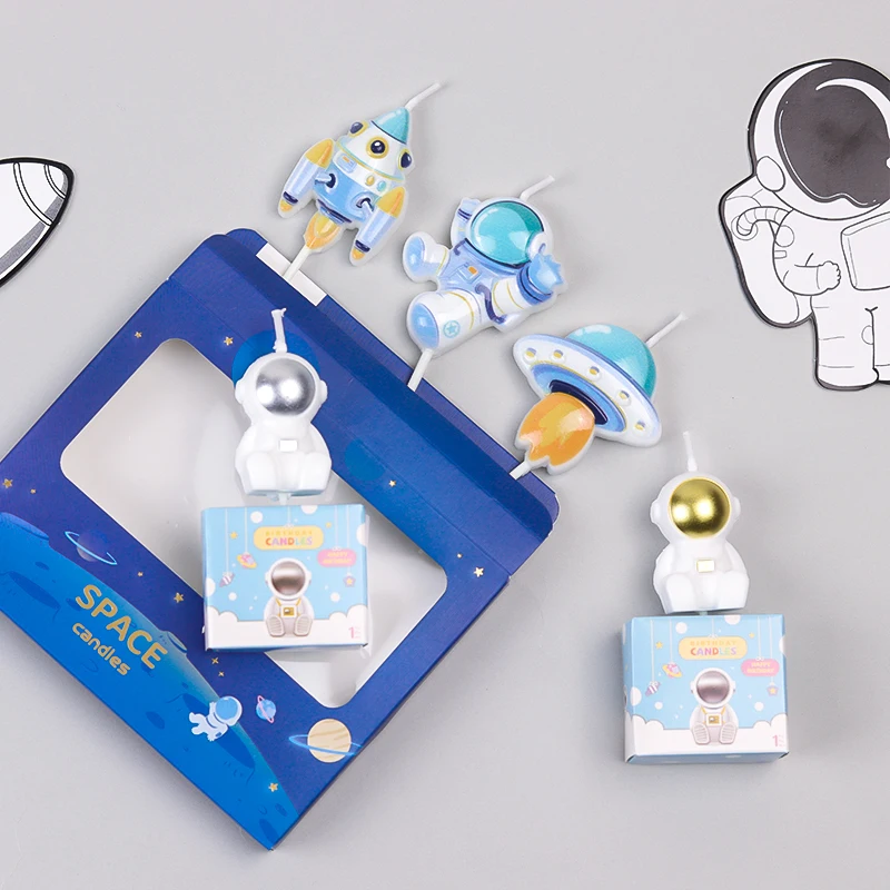 Birthday Party Candles Astronaut Space Themed Candles, Suitable for Cake Decoration