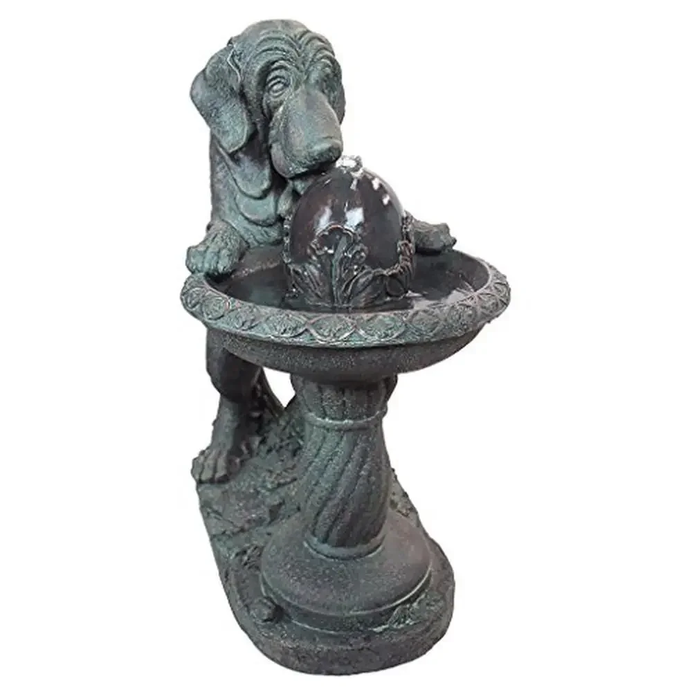 European Style Dog Water Fountain Garden Decor Bronze Finish 22lbs 21.5